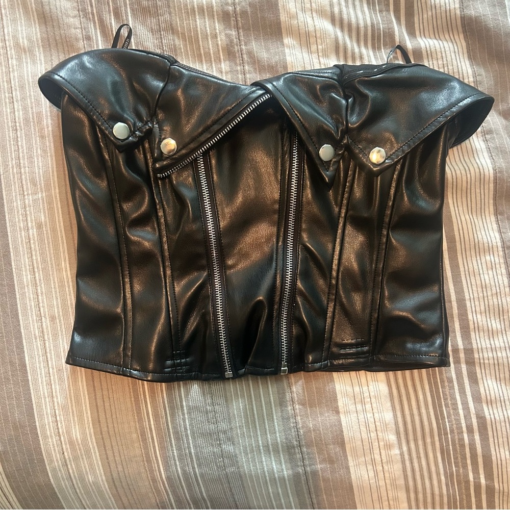 Forever 21 Black Faux Leather Top